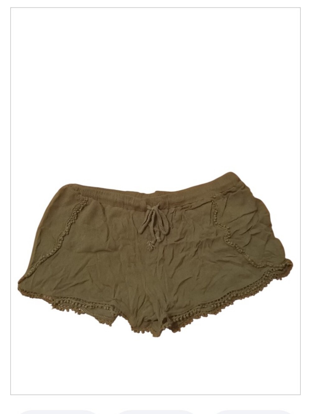 Women's Olive Crochet-Trim Lounge Shorts